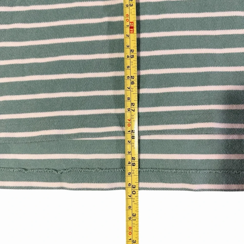 Vintage Polo Ralph Lauren Knit Polo‎ Shirt Green White Striped Men's Size L